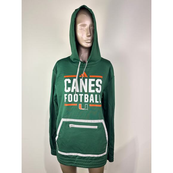 Adidas Miami Hurricanes Green AEROREADY Canes Football Hoodie NWT - Picture 1 of 8